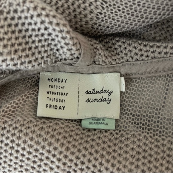 ANTHROPOLOGIE Saturday Sunday Taupe Hooded Knit Sweater - Picture 3 of 4